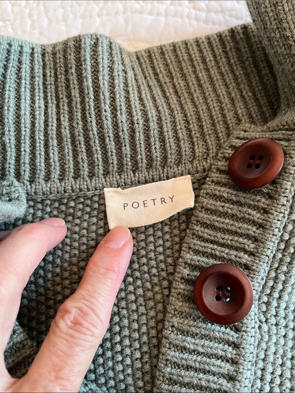 Poetry Organic Cotton Green Button Sweater Work Casual Beach - Picture 5 of 13